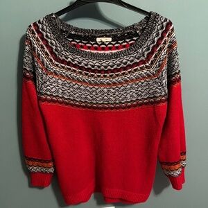 Red Patterned Women's Sweater